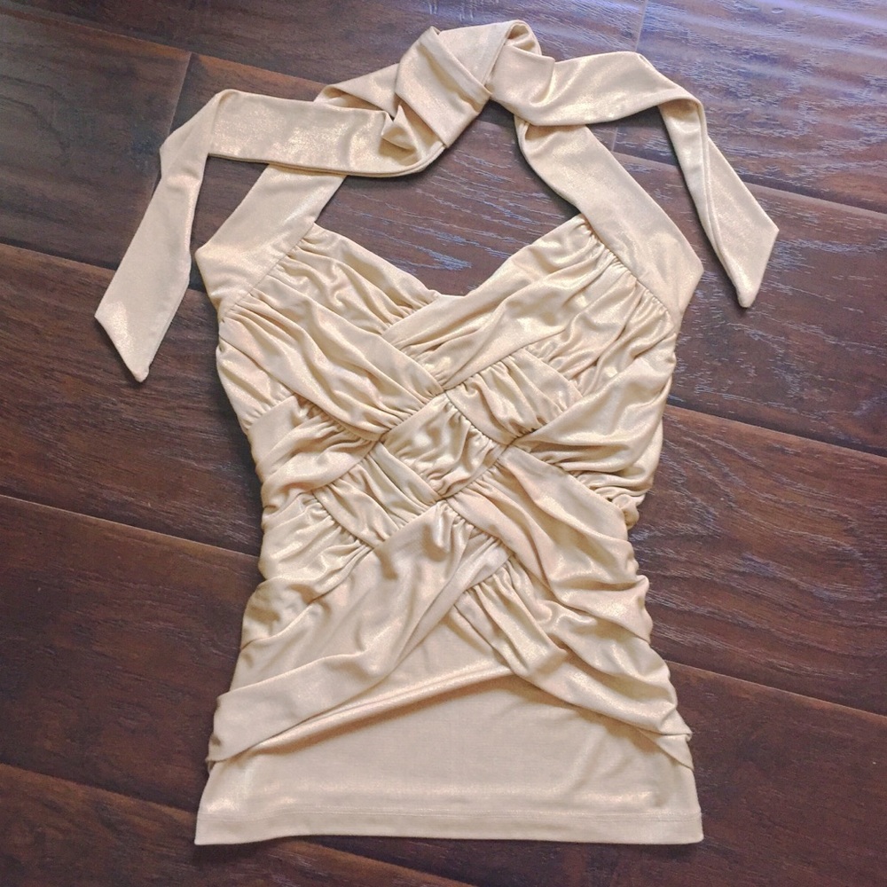 Bebe Gold Tie Bra Top